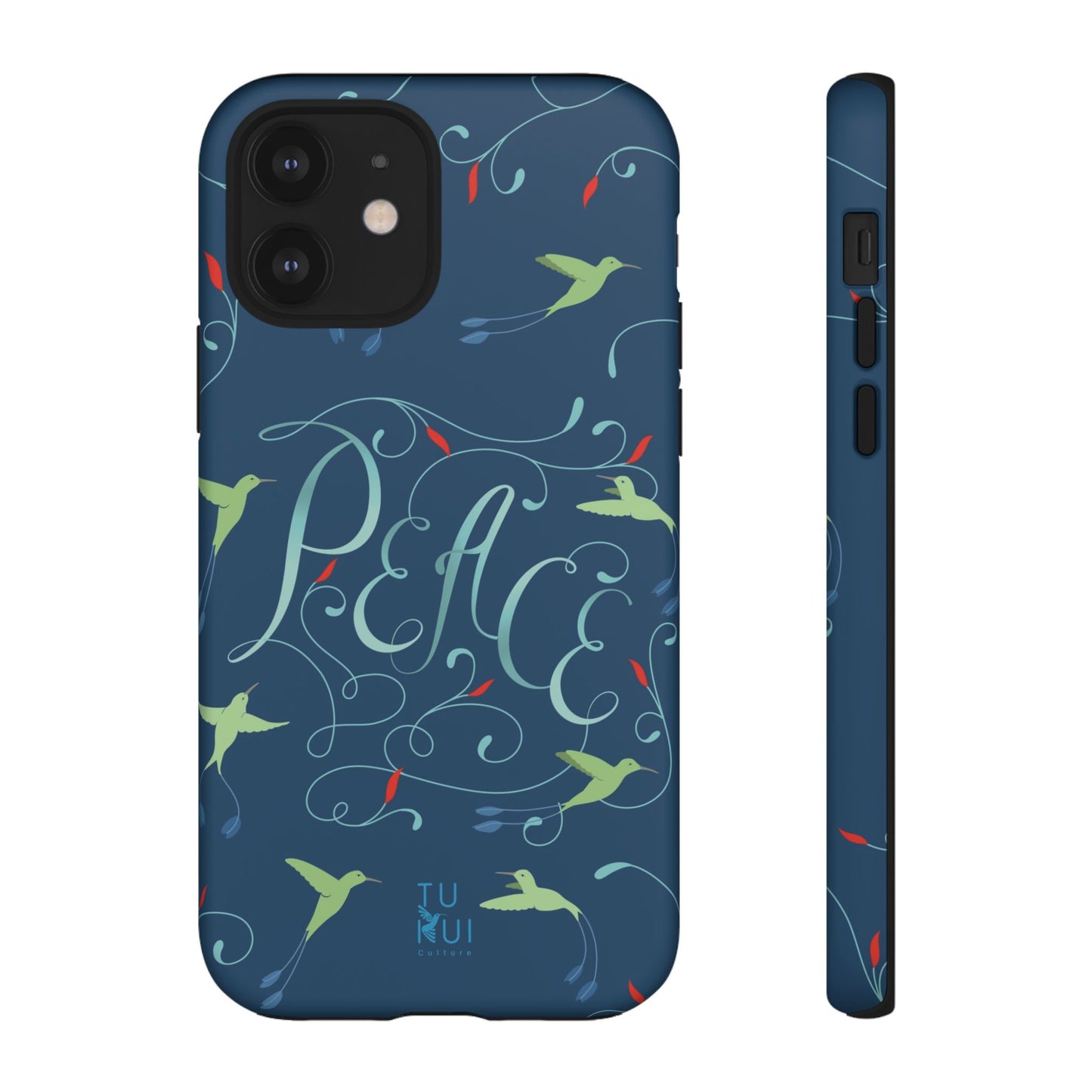 Phone Case - Hummingbirds & Flowers with Peace Lettering
