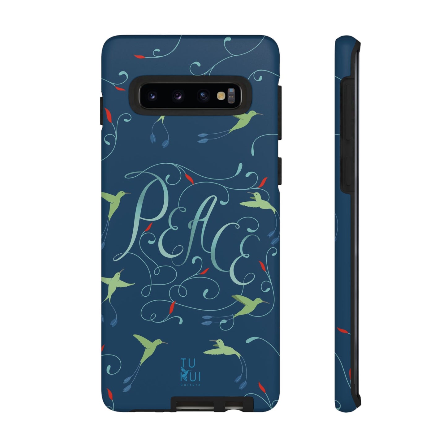 Phone Case - Hummingbirds & Flowers with Peace Lettering