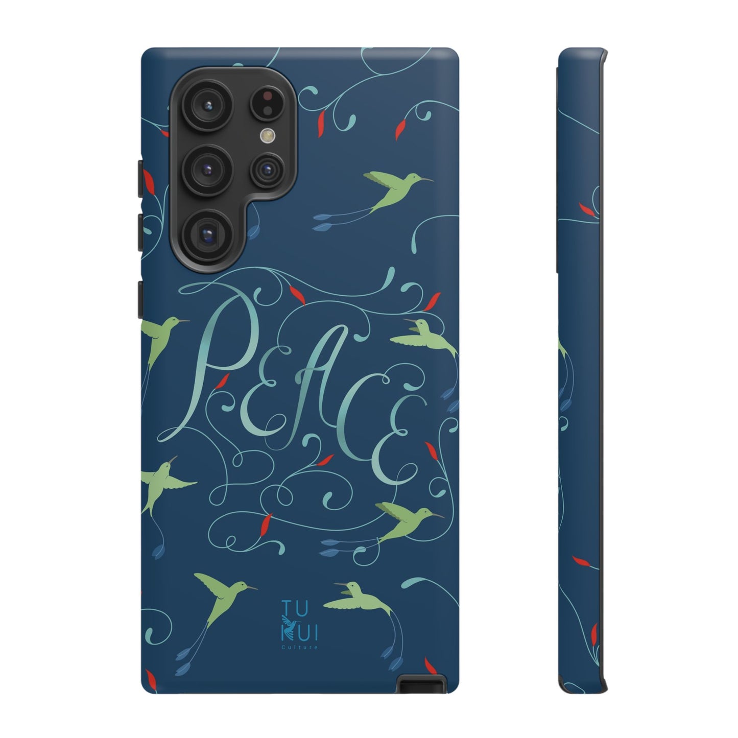 Phone Case - Hummingbirds & Flowers with Peace Lettering