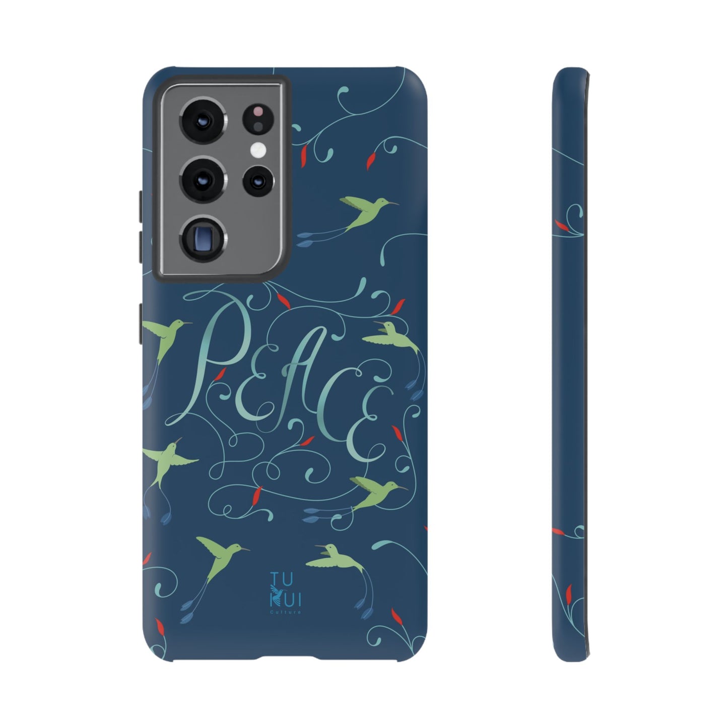 Phone Case - Hummingbirds & Flowers with Peace Lettering