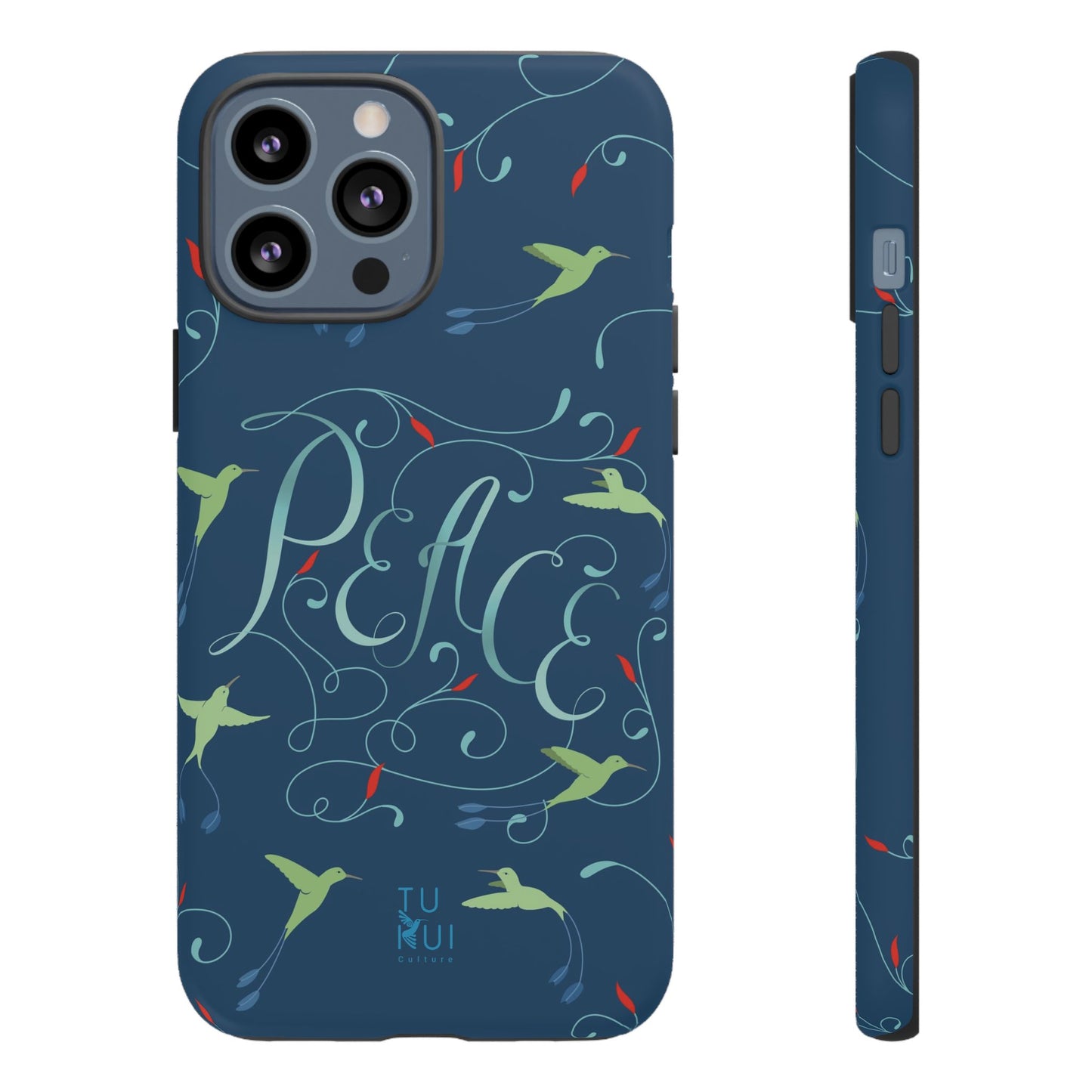 Phone Case - Hummingbirds & Flowers with Peace Lettering