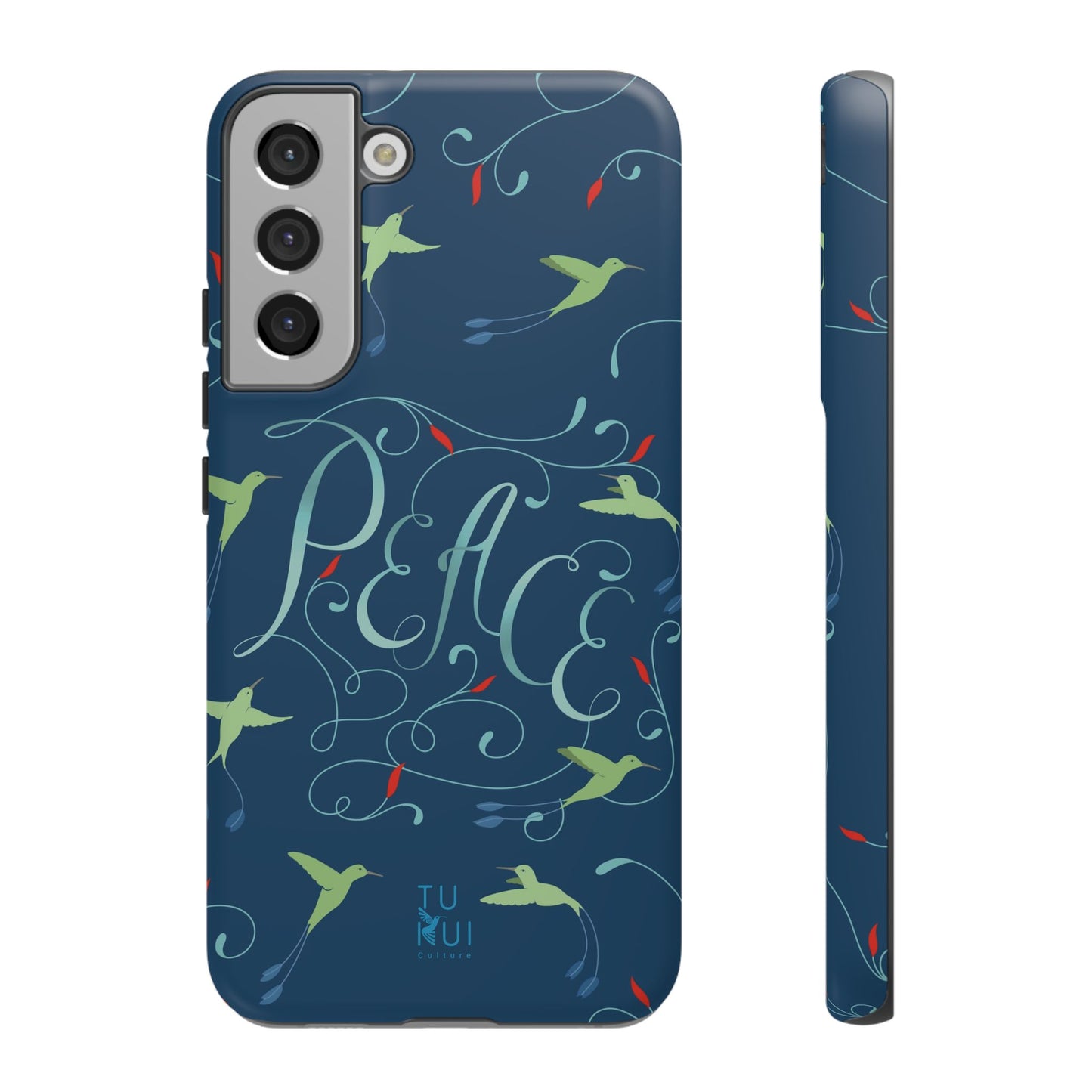Phone Case - Hummingbirds & Flowers with Peace Lettering
