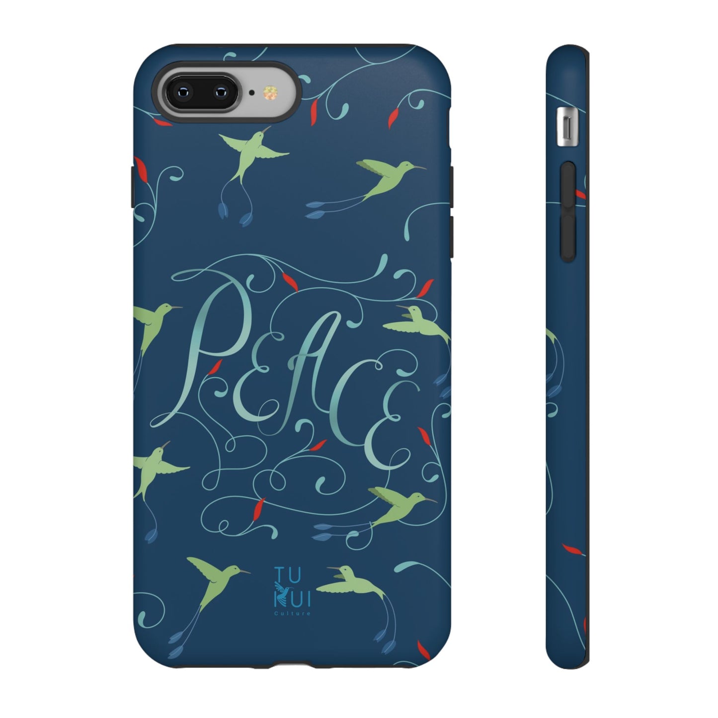 Phone Case - Hummingbirds & Flowers with Peace Lettering