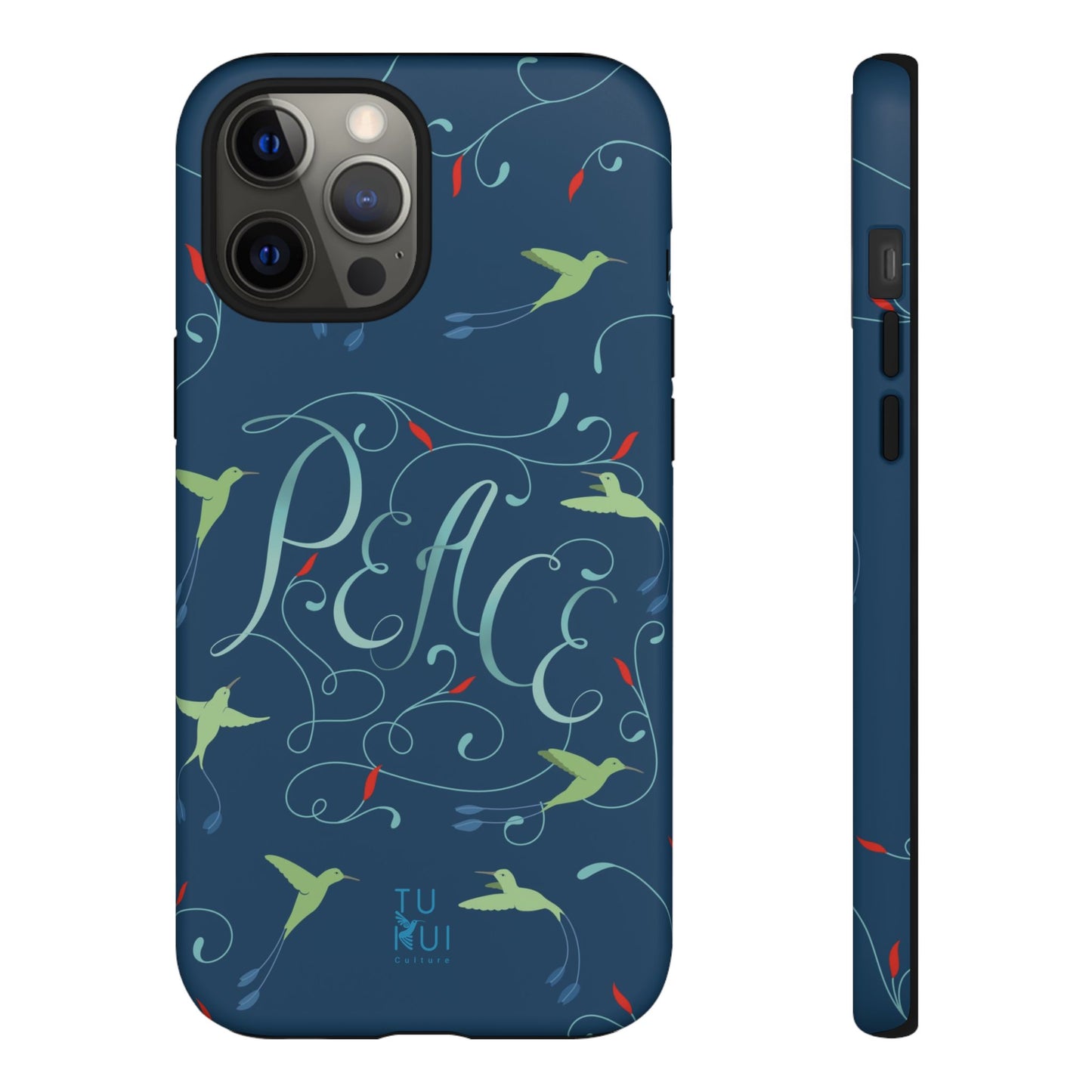 Phone Case - Hummingbirds & Flowers with Peace Lettering