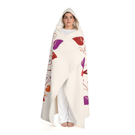 Sherpa Blanket - Red and Purple Flowers with 'Love' Lettering