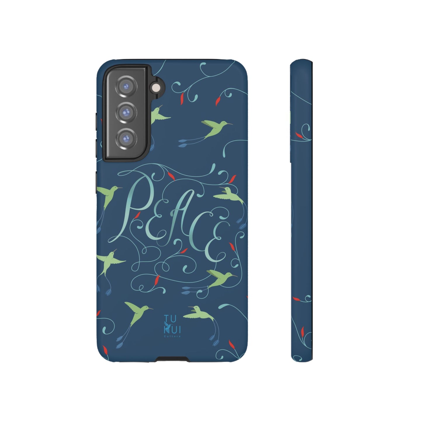 Phone Case - Hummingbirds & Flowers with Peace Lettering