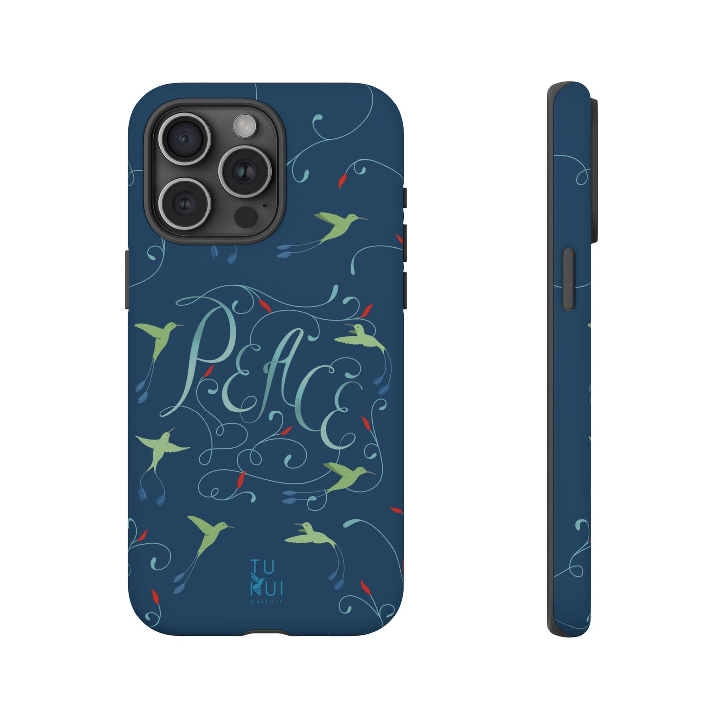 Phone Case - Hummingbirds & Flowers with Peace Lettering