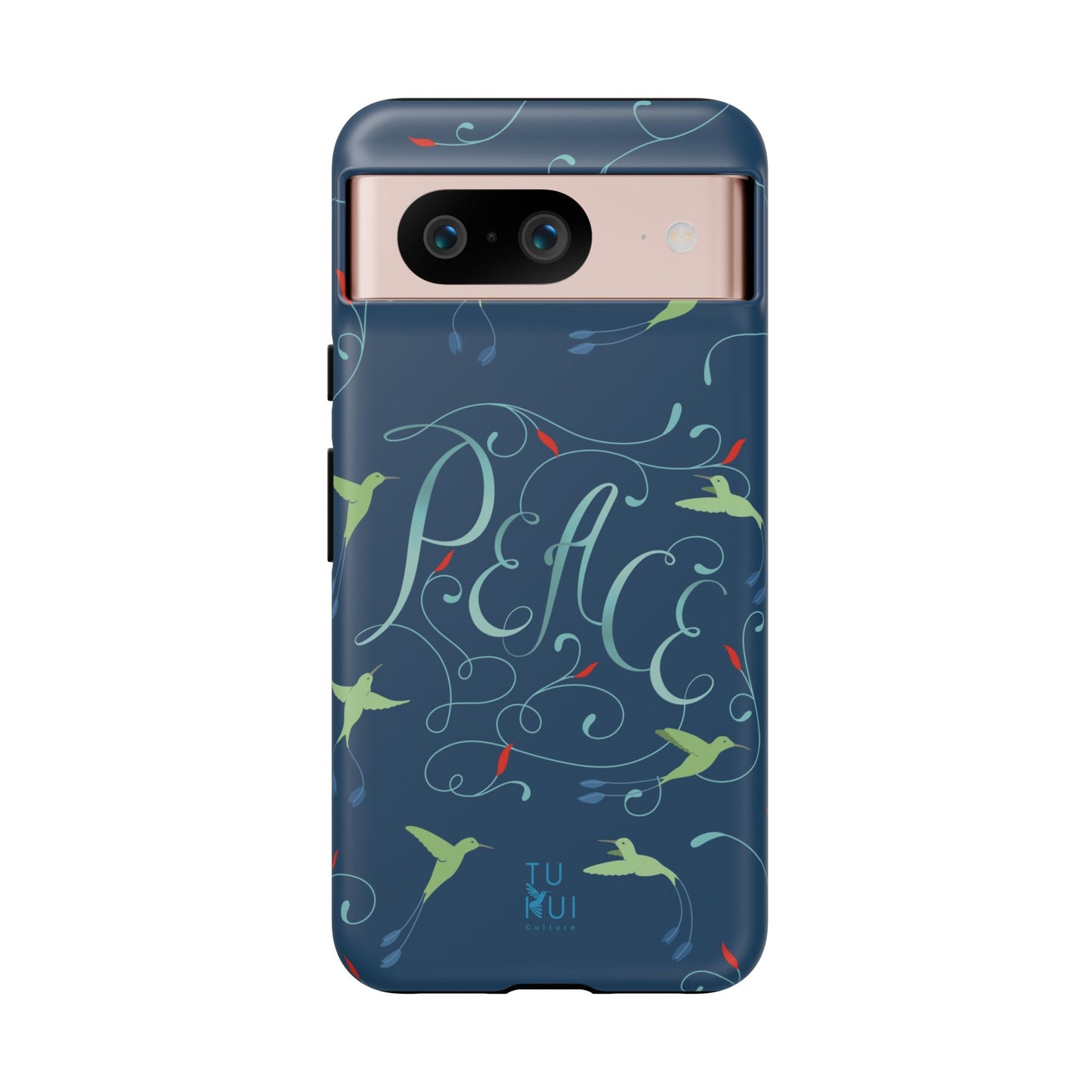 Phone Case - Hummingbirds & Flowers with Peace Lettering