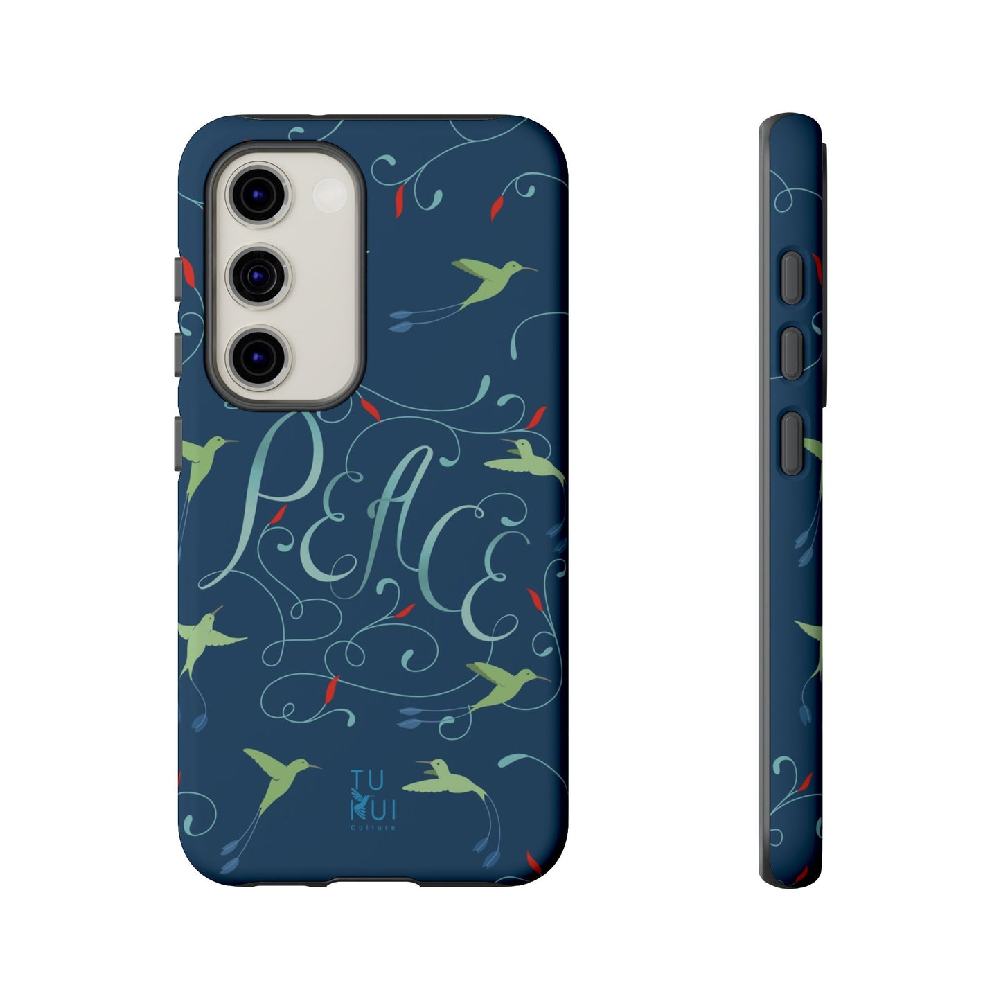 Phone Case - Hummingbirds & Flowers with Peace Lettering