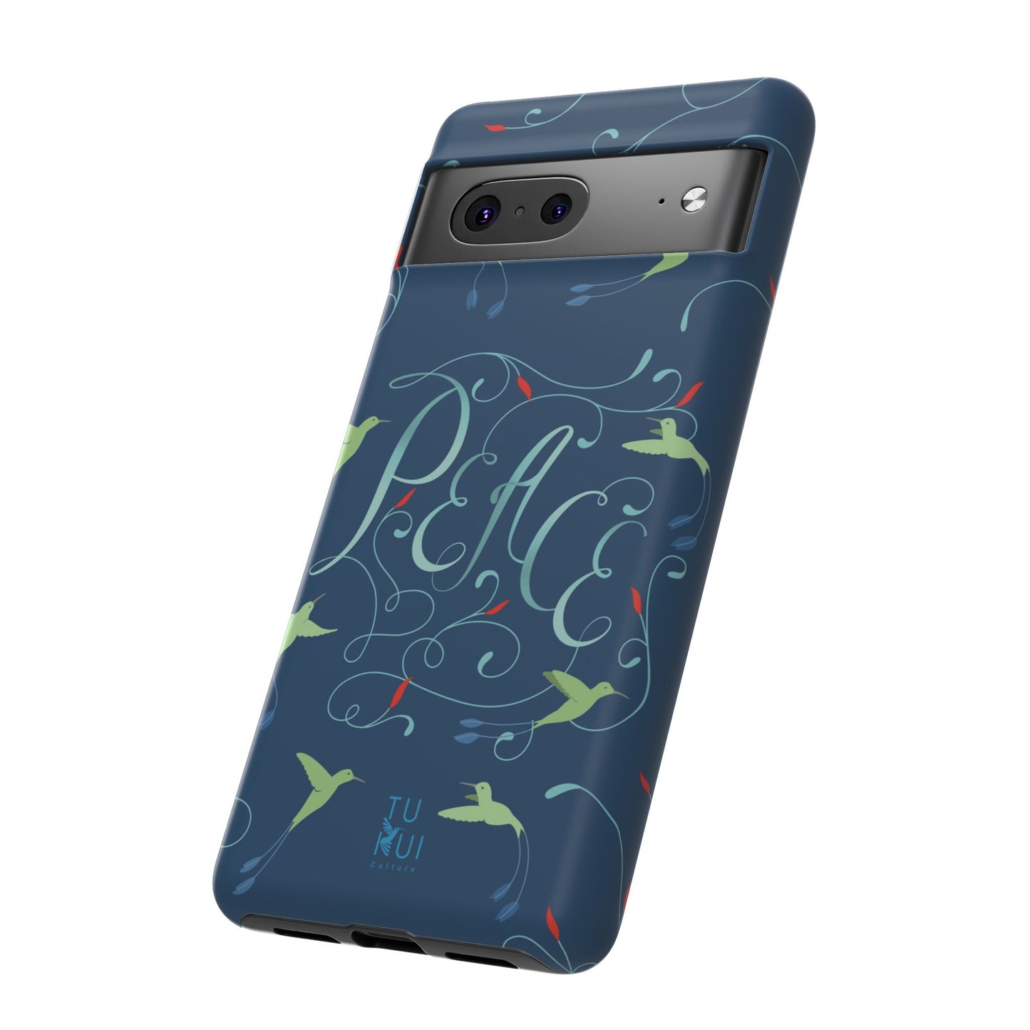 Phone Case - Hummingbirds & Flowers with Peace Lettering