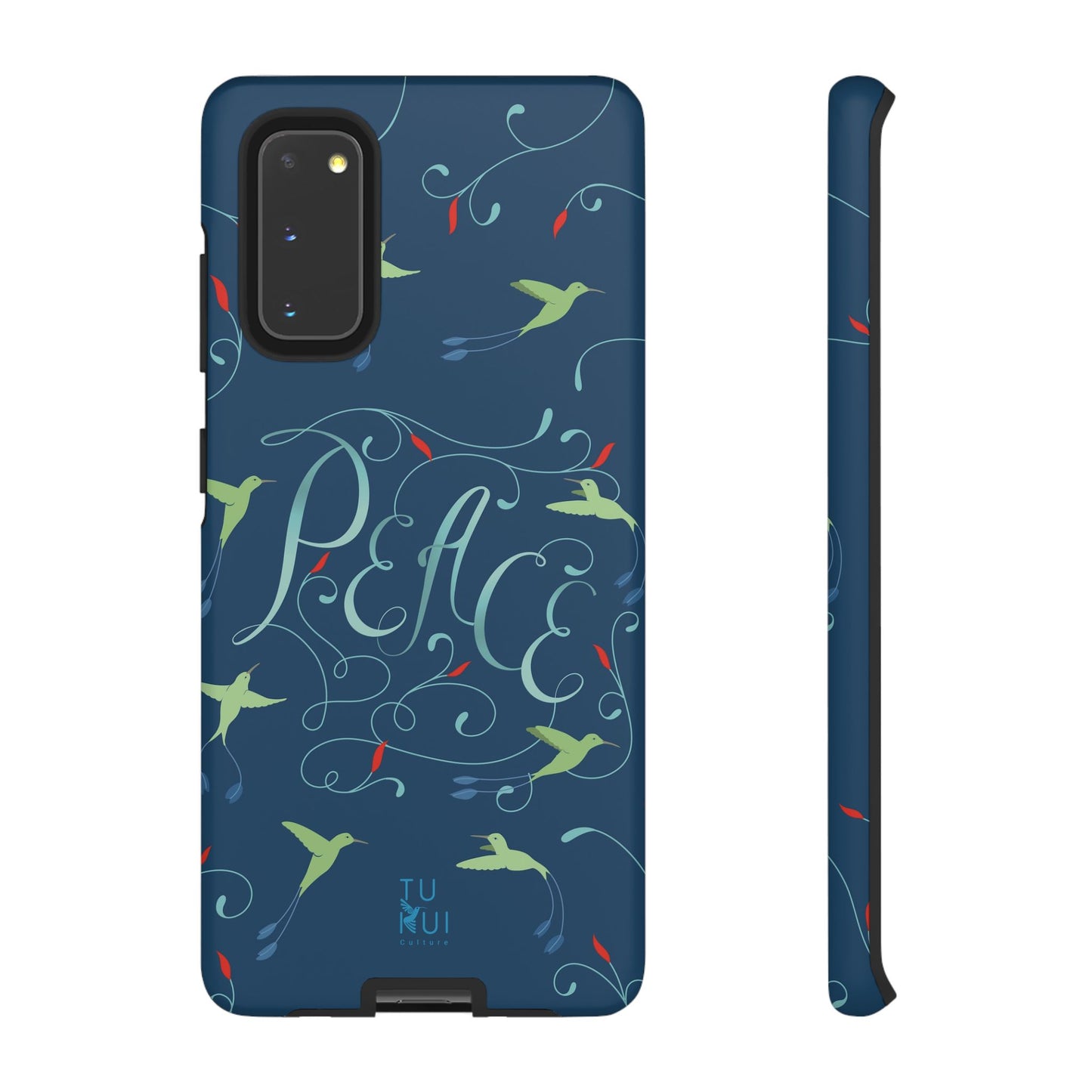 Phone Case - Hummingbirds & Flowers with Peace Lettering