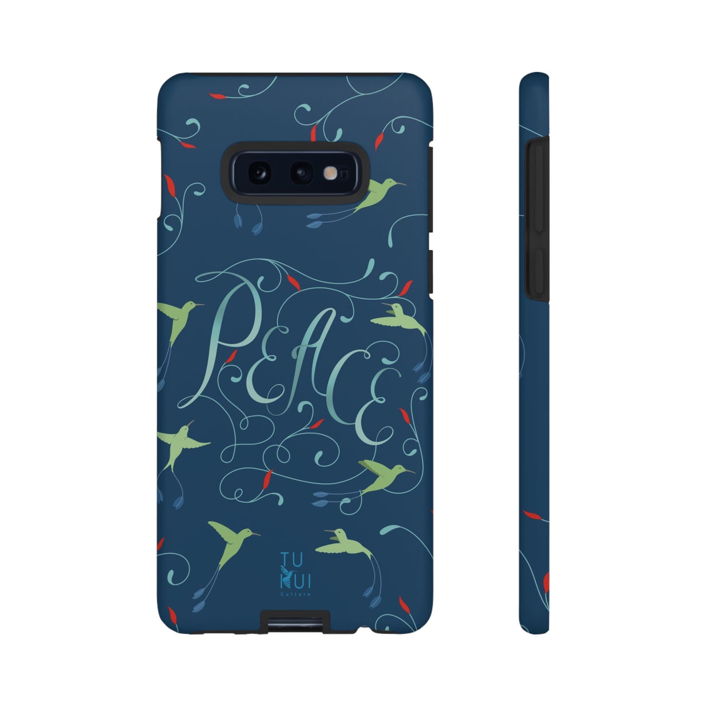 Phone Case - Hummingbirds & Flowers with Peace Lettering