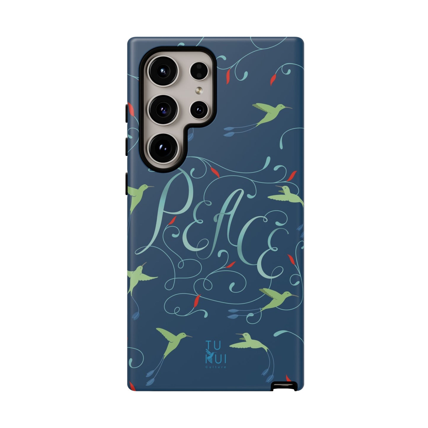 Phone Case - Hummingbirds & Flowers with Peace Lettering