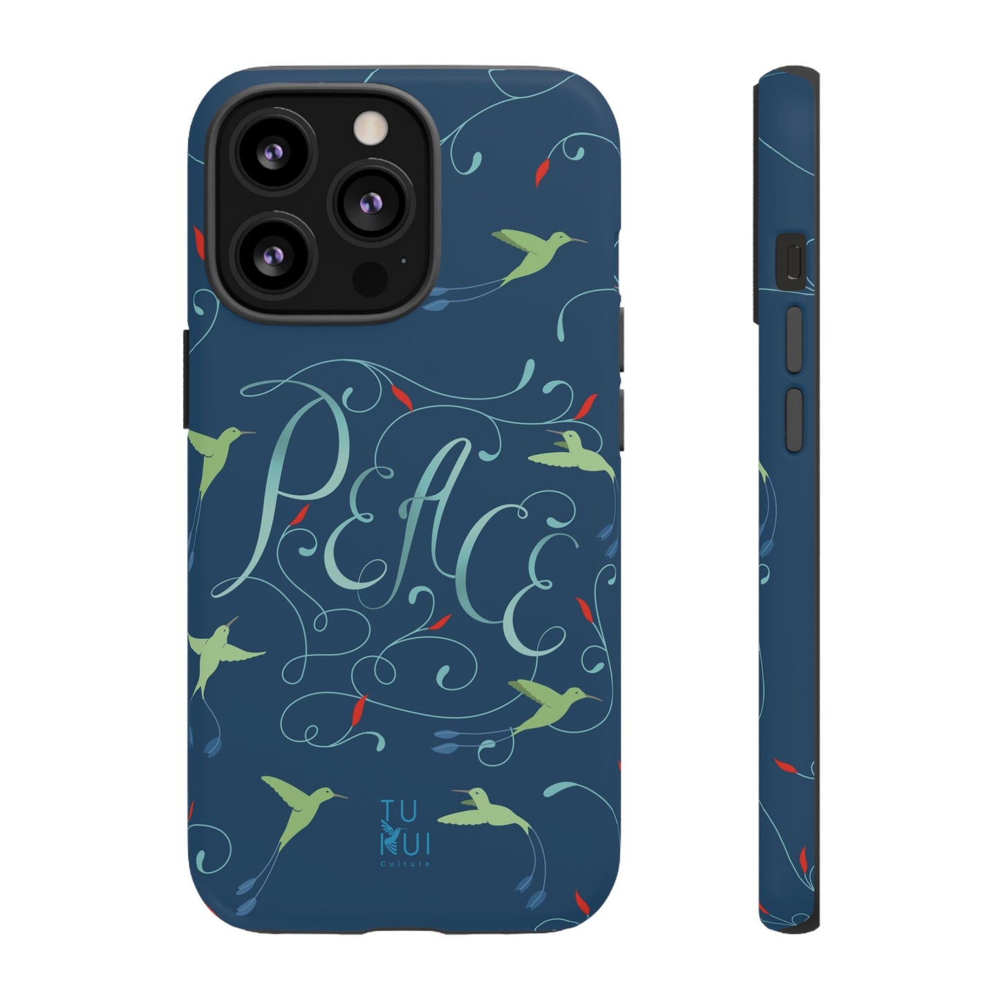 Phone Case - Hummingbirds & Flowers with Peace Lettering