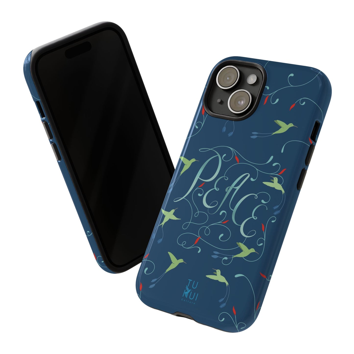 Phone Case - Hummingbirds & Flowers with Peace Lettering