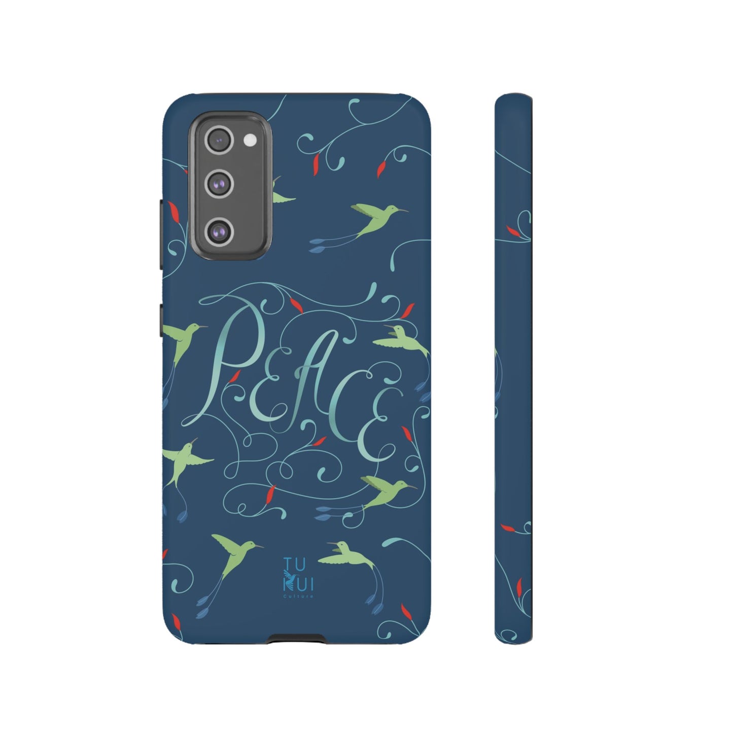 Phone Case - Hummingbirds & Flowers with Peace Lettering
