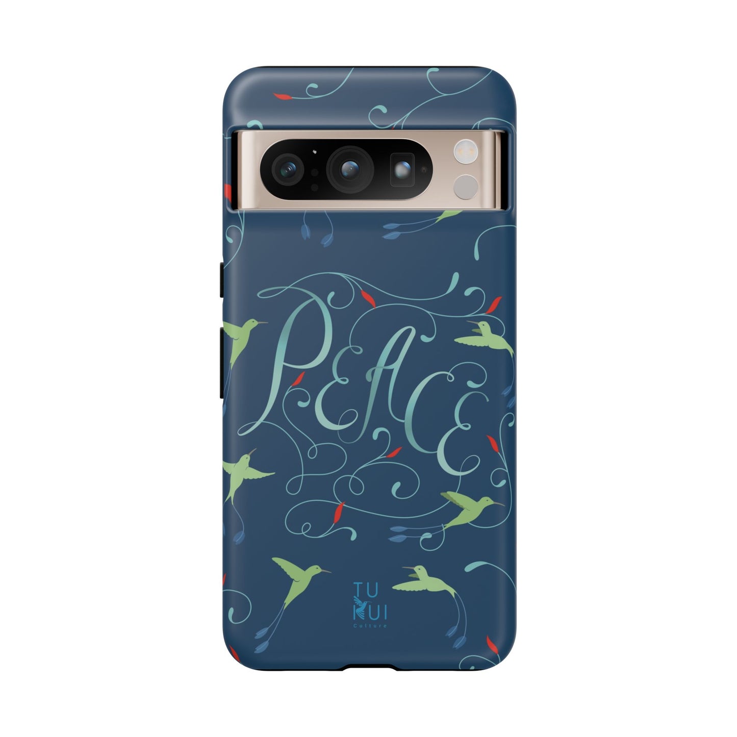 Phone Case - Hummingbirds & Flowers with Peace Lettering