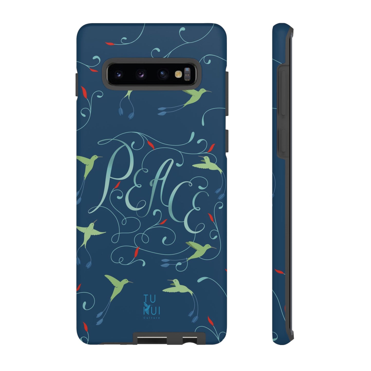 Phone Case - Hummingbirds & Flowers with Peace Lettering