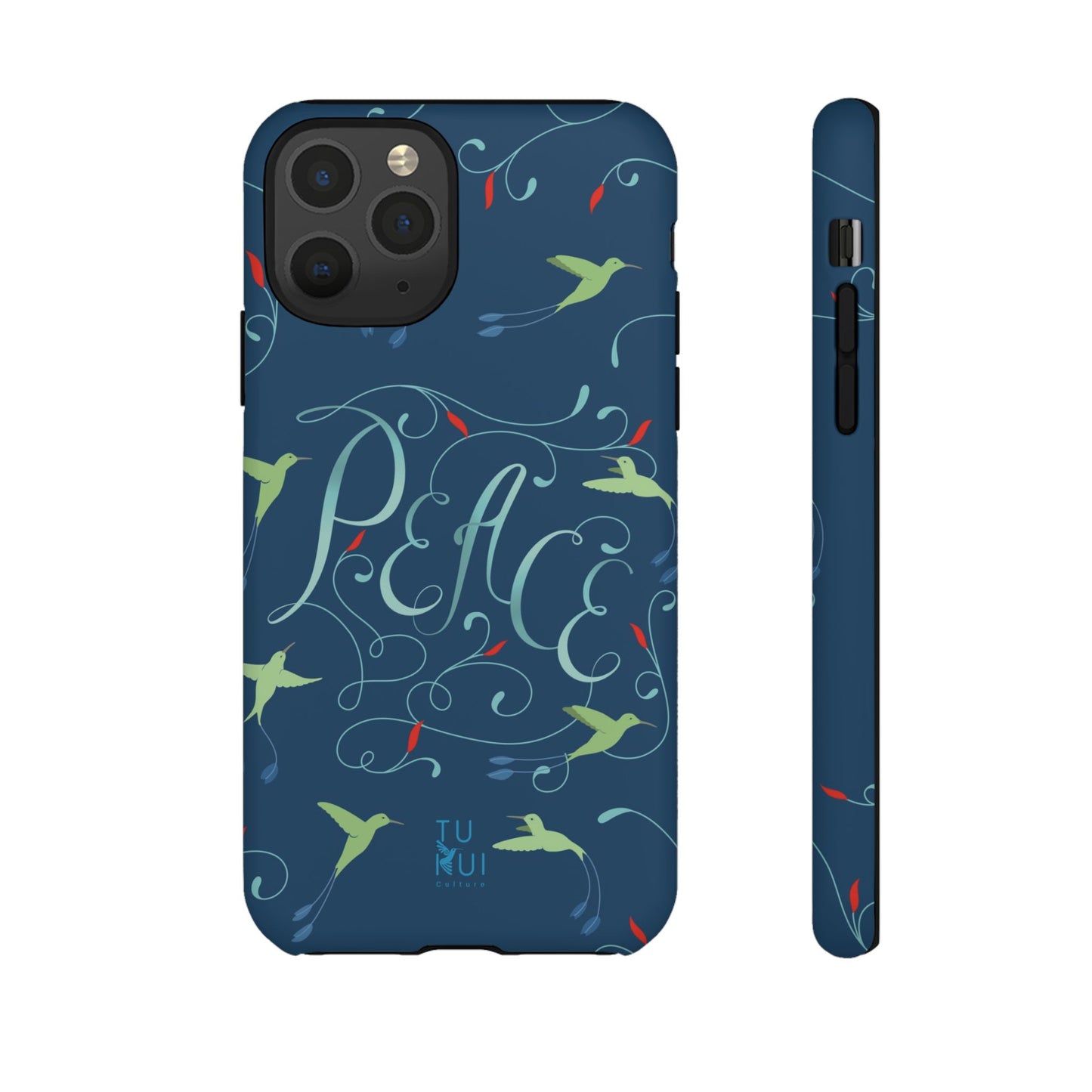 Phone Case - Hummingbirds & Flowers with Peace Lettering