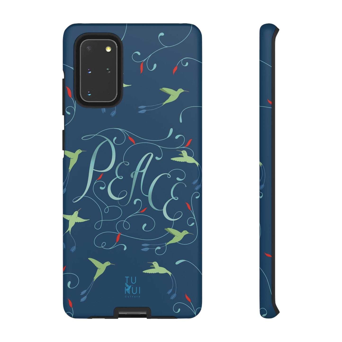 Phone Case - Hummingbirds & Flowers with Peace Lettering