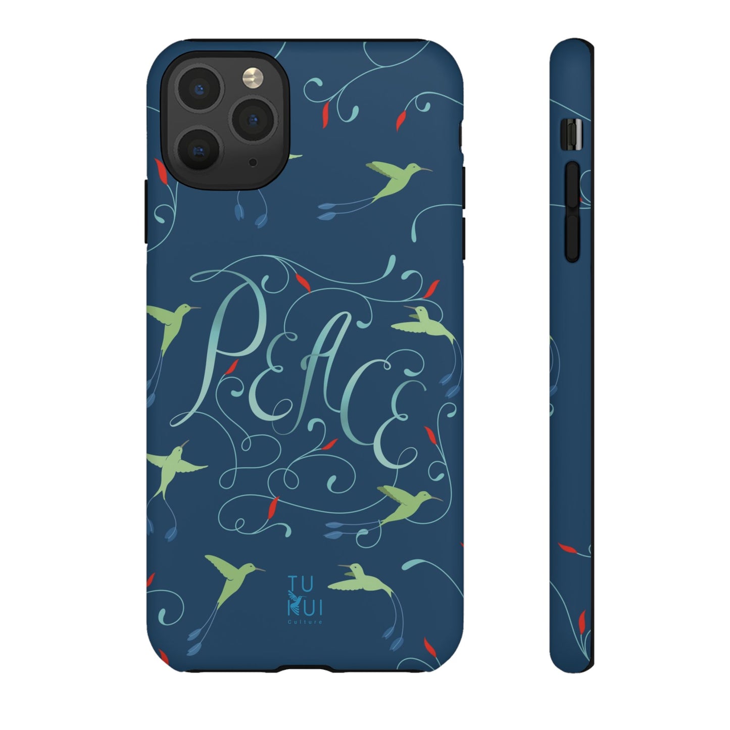 Phone Case - Hummingbirds & Flowers with Peace Lettering