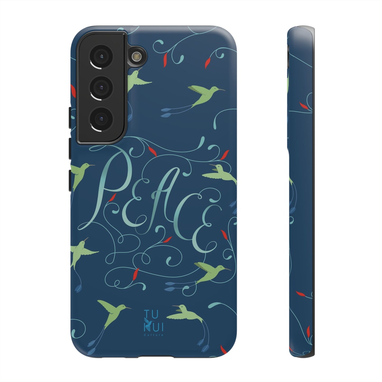 Phone Case - Hummingbirds & Flowers with Peace Lettering