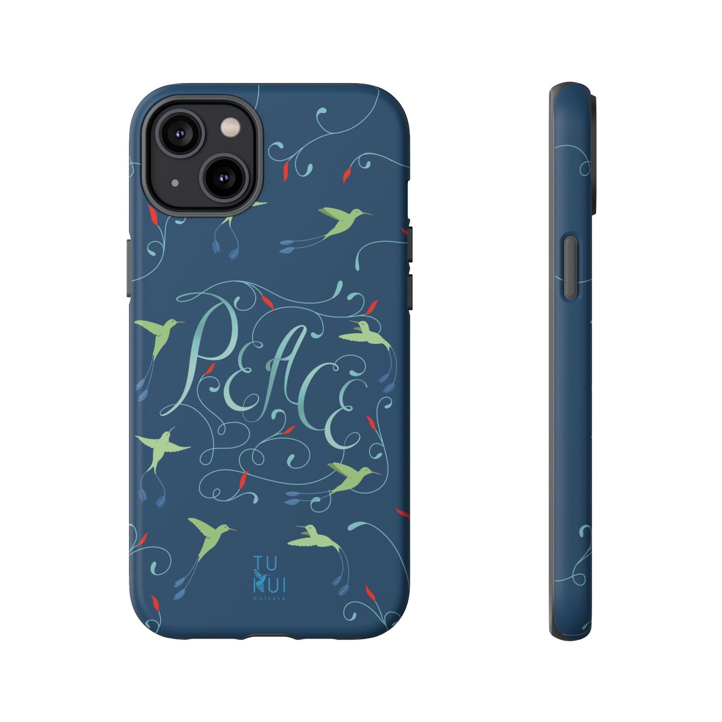 Phone Case - Hummingbirds & Flowers with Peace Lettering