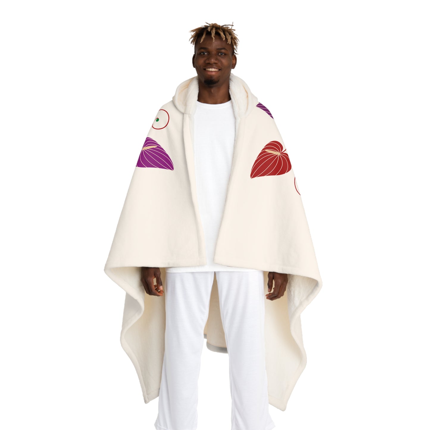 Sherpa Blanket - Red and Purple Flowers with 'Love' Lettering