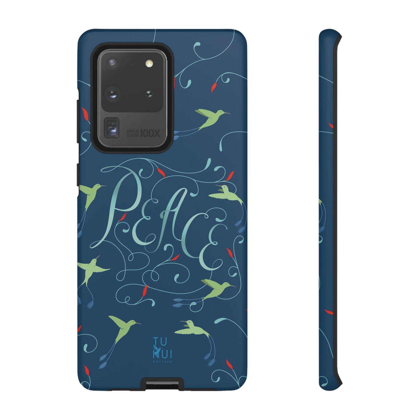 Phone Case - Hummingbirds & Flowers with Peace Lettering