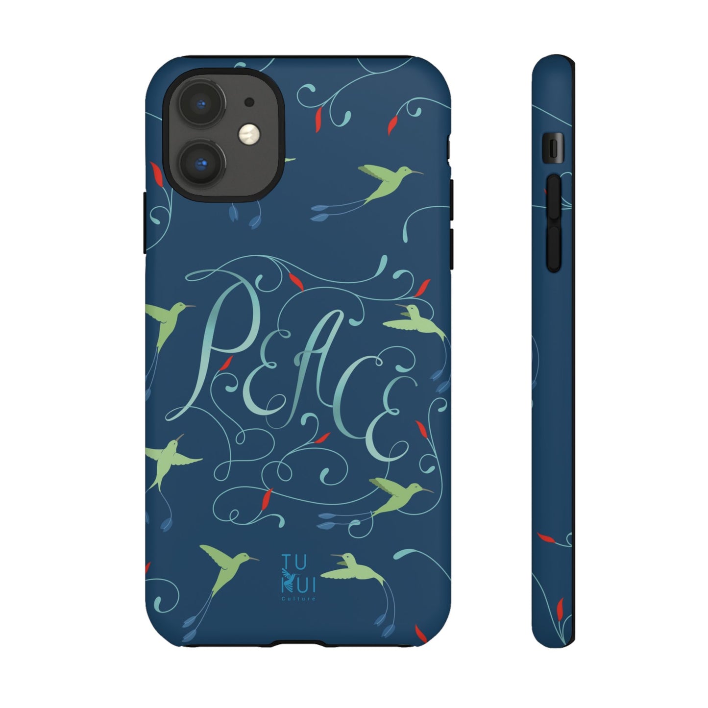 Phone Case - Hummingbirds & Flowers with Peace Lettering