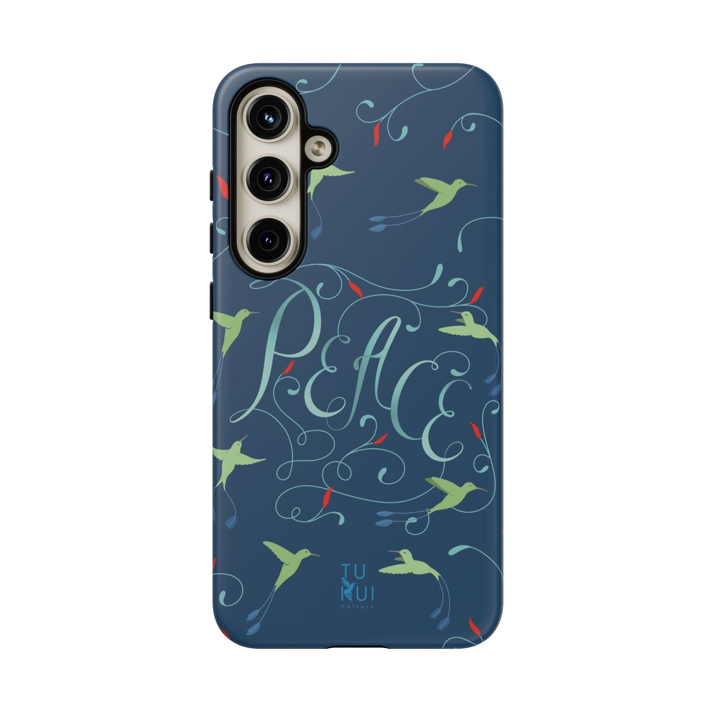Phone Case - Hummingbirds & Flowers with Peace Lettering