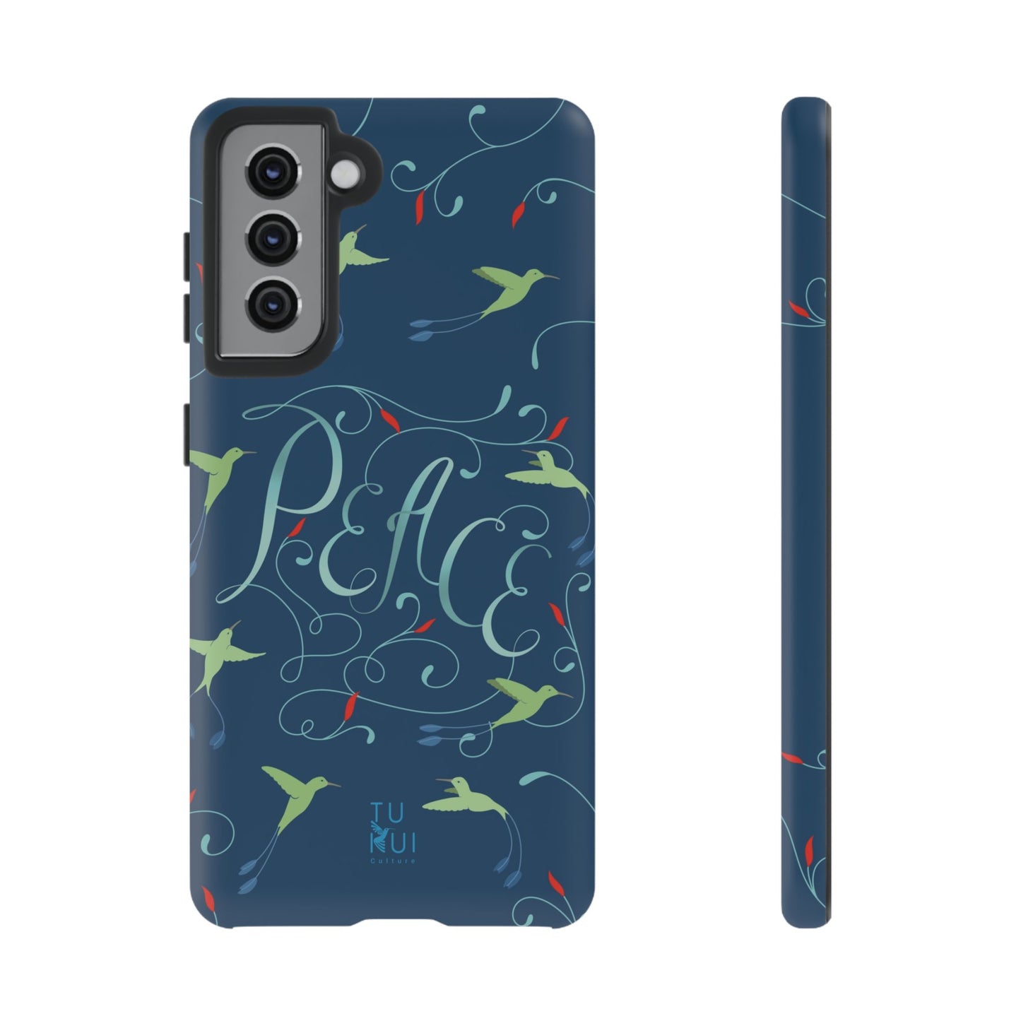 Phone Case - Hummingbirds & Flowers with Peace Lettering