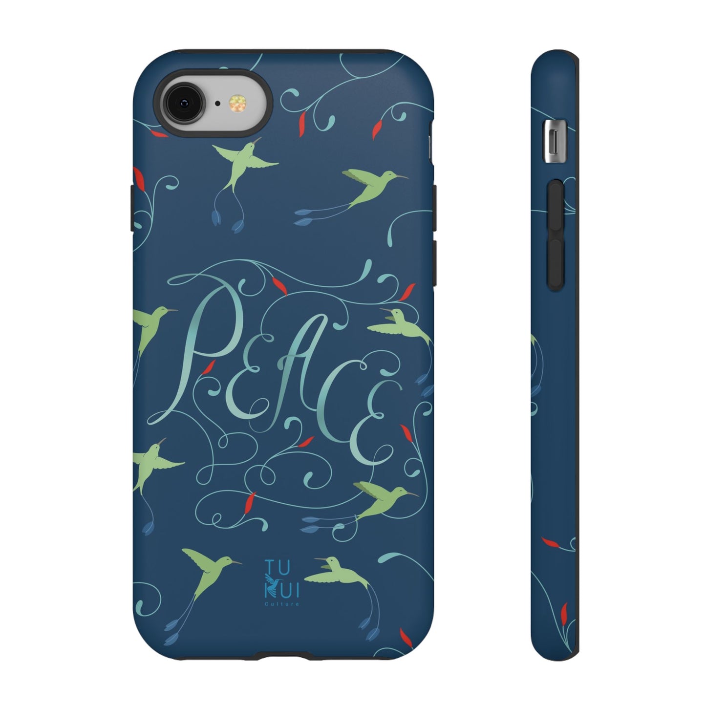 Phone Case - Hummingbirds & Flowers with Peace Lettering