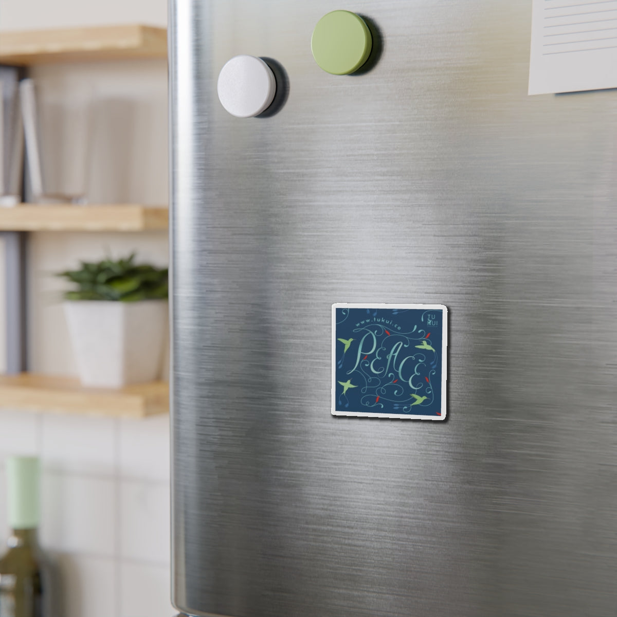 Peace Die-Cut Magnet — Hummingbird Floral Fridge Décor