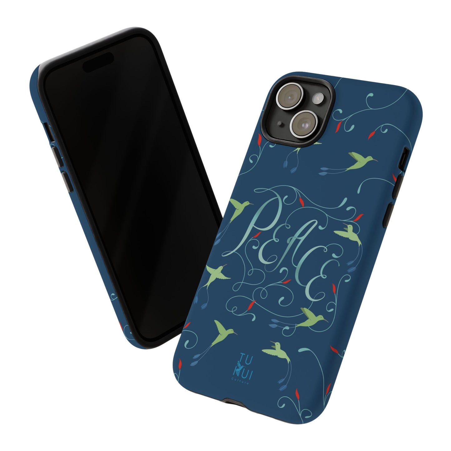 Phone Case - Hummingbirds & Flowers with Peace Lettering