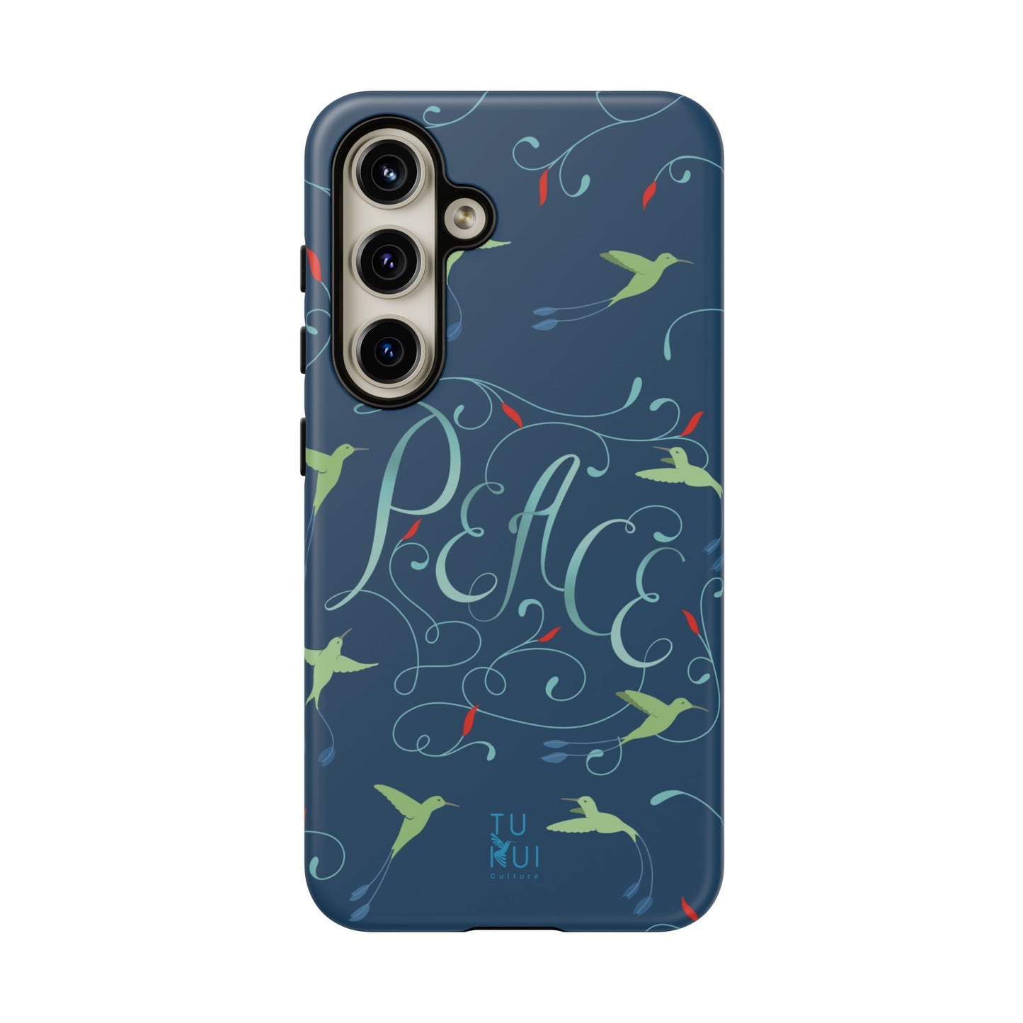Phone Case - Hummingbirds & Flowers with Peace Lettering