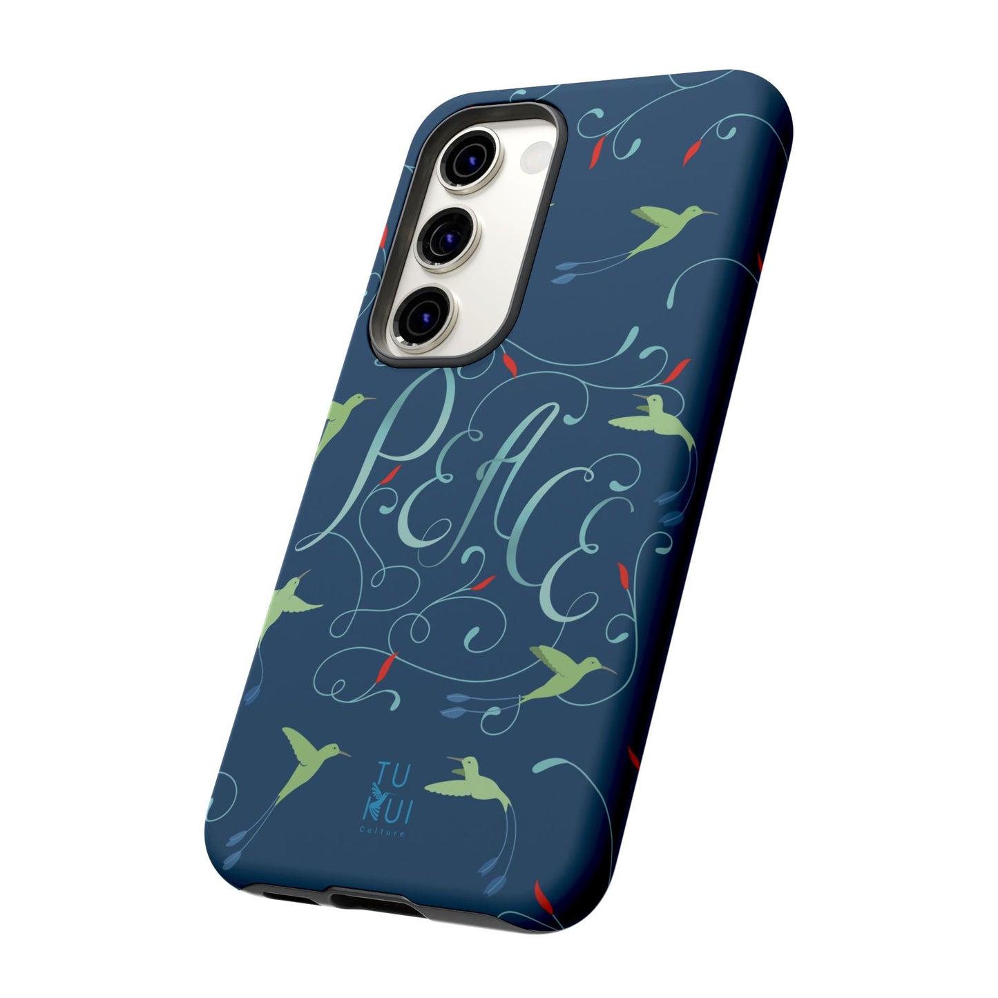 Phone Case - Hummingbirds & Flowers with Peace Lettering