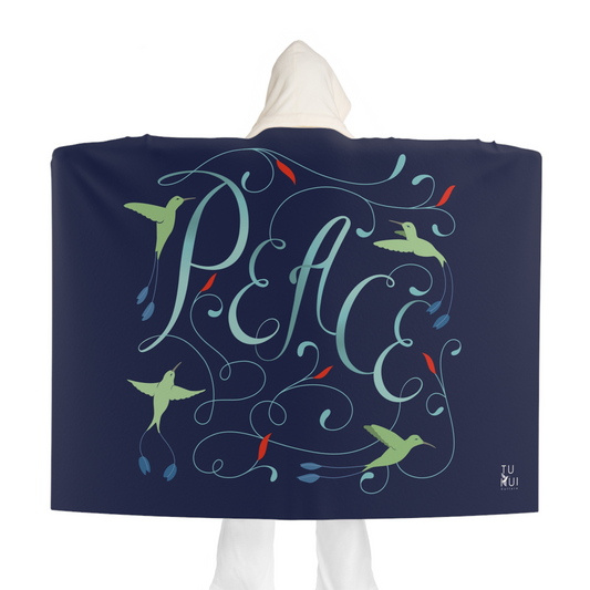 Hooded Sherpa Blanket - Peace Illustration
