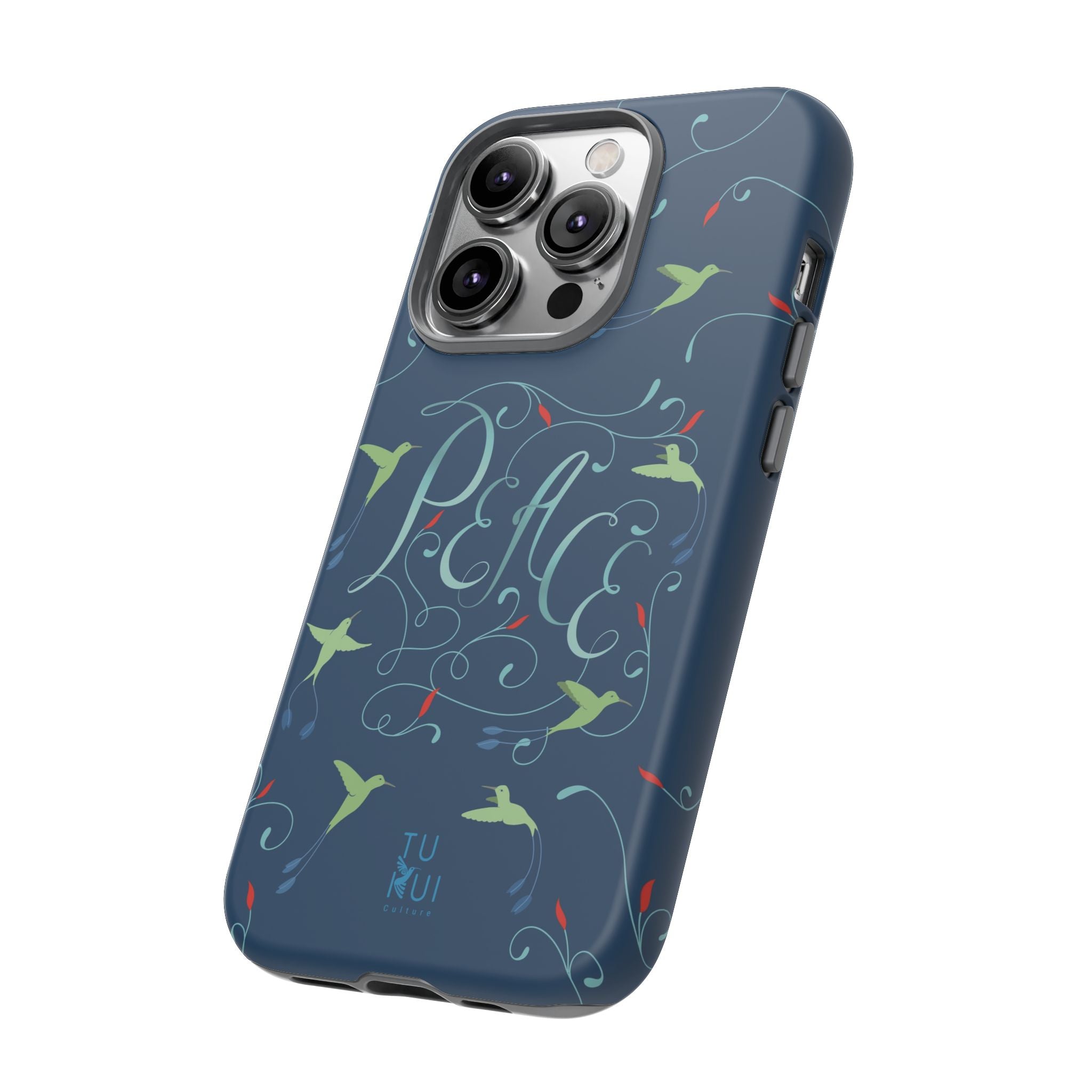 Phone Case - Hummingbirds & Flowers with Peace Lettering