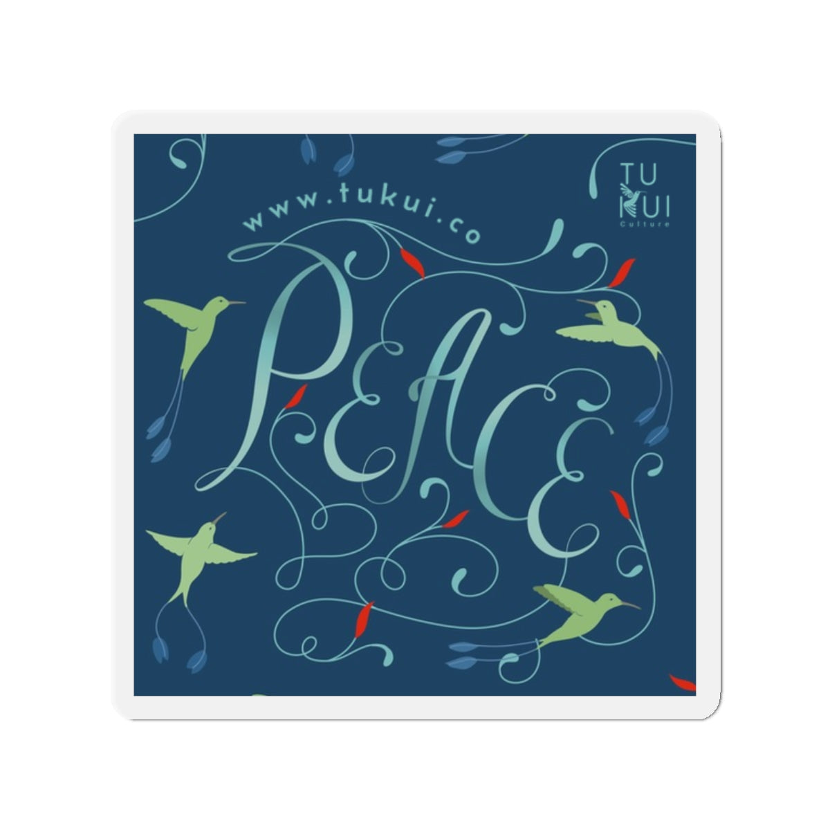Peace Die-Cut Magnet — Hummingbird Floral Fridge Décor