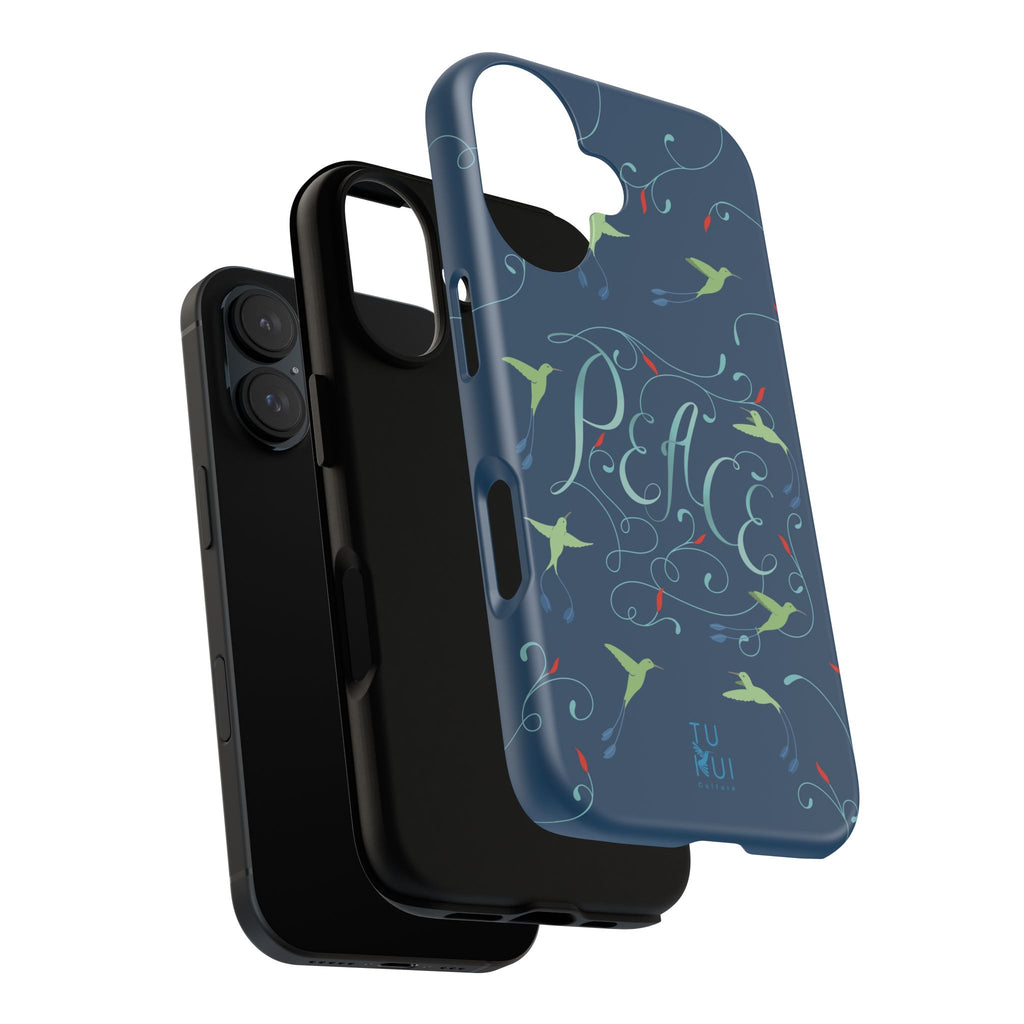 Phone Case - Hummingbirds & Flowers with Peace Lettering