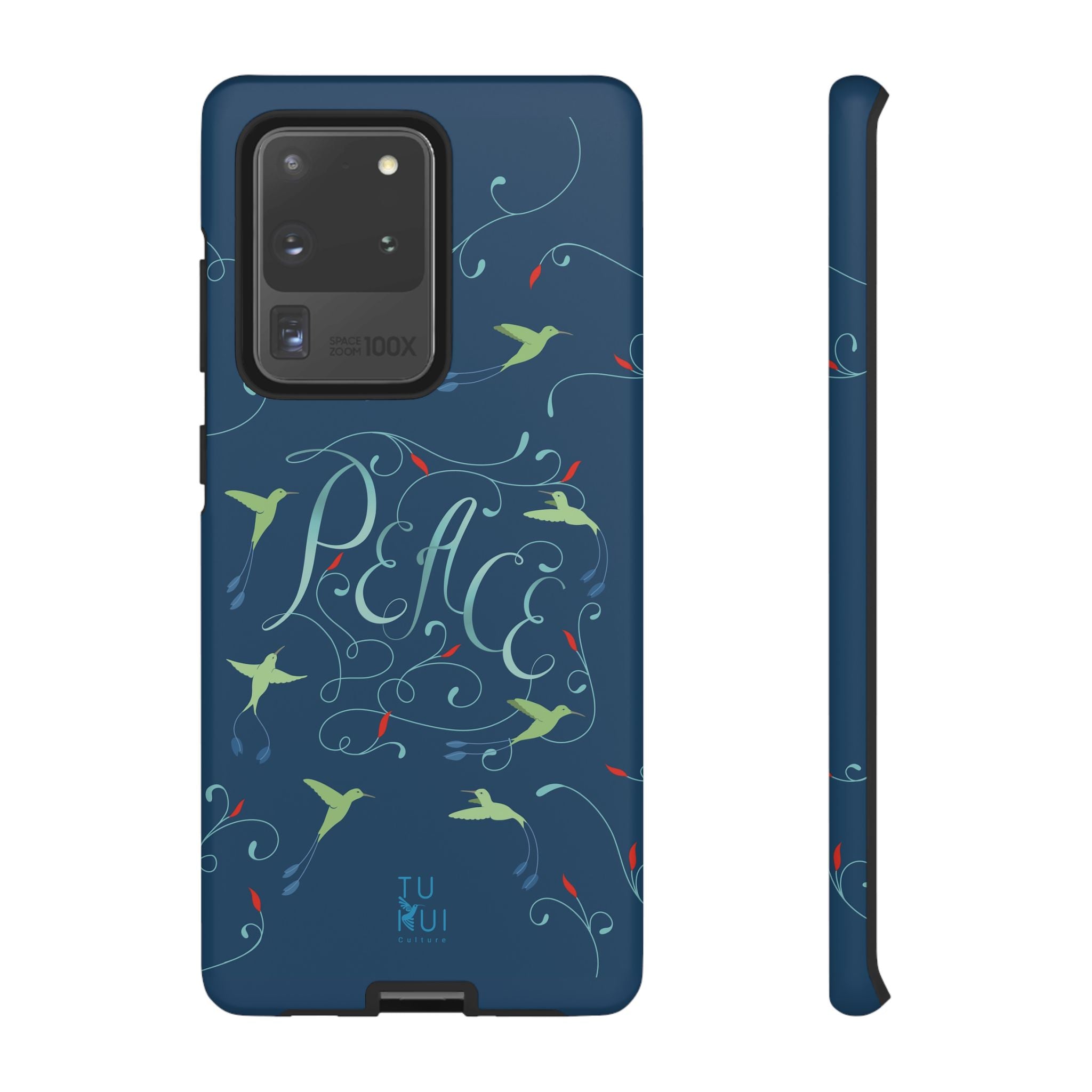 Phone Case - Hummingbirds & Flowers with Peace Lettering