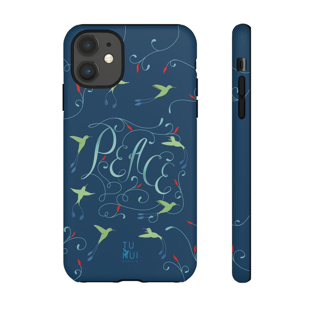 Phone Case - Hummingbirds & Flowers with Peace Lettering