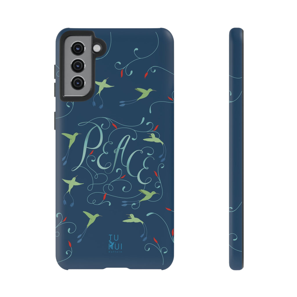 Phone Case - Hummingbirds & Flowers with Peace Lettering