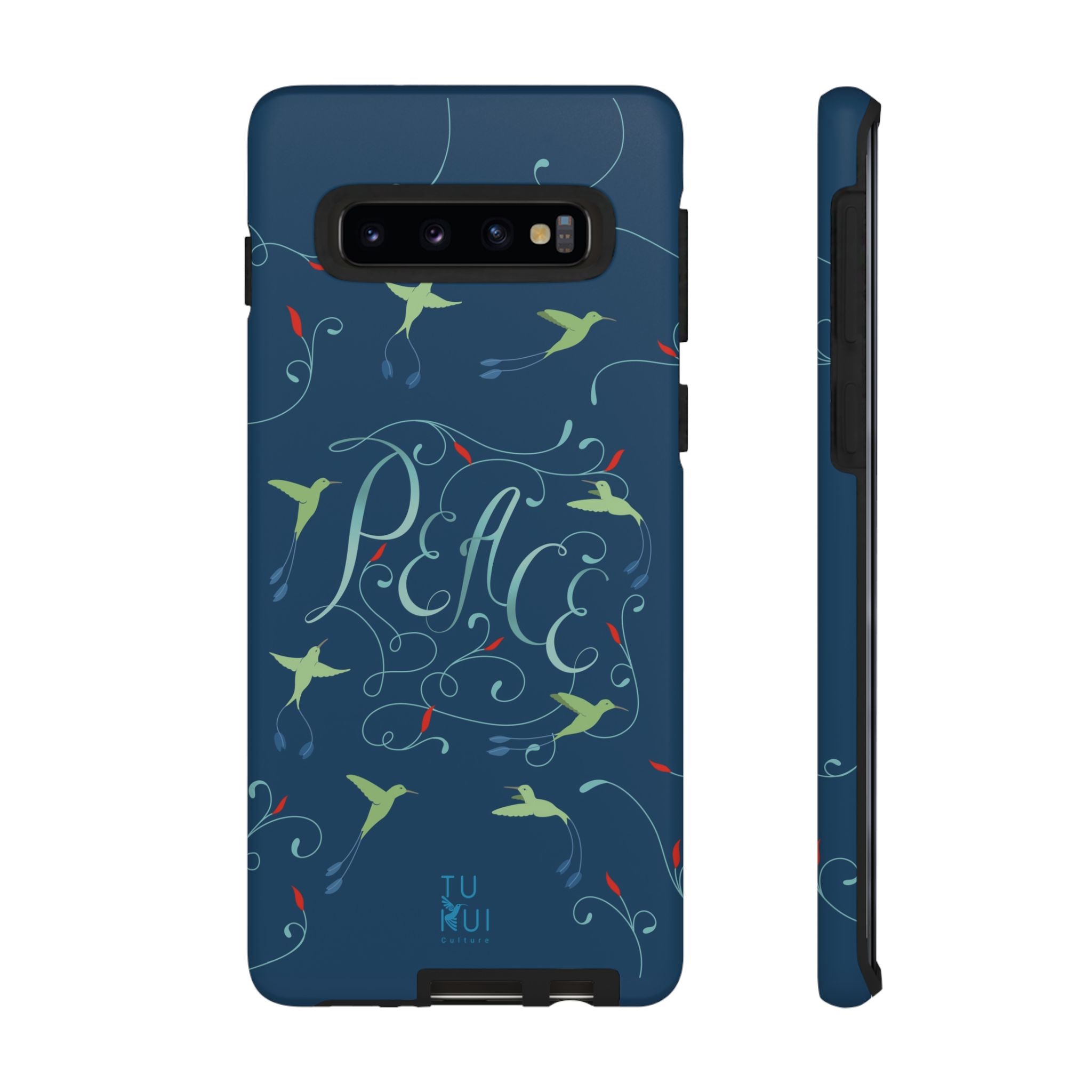 Phone Case - Hummingbirds & Flowers with Peace Lettering