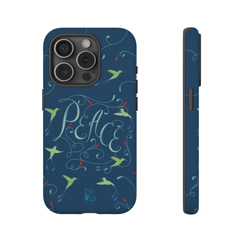 Phone Case - Hummingbirds & Flowers with Peace Lettering