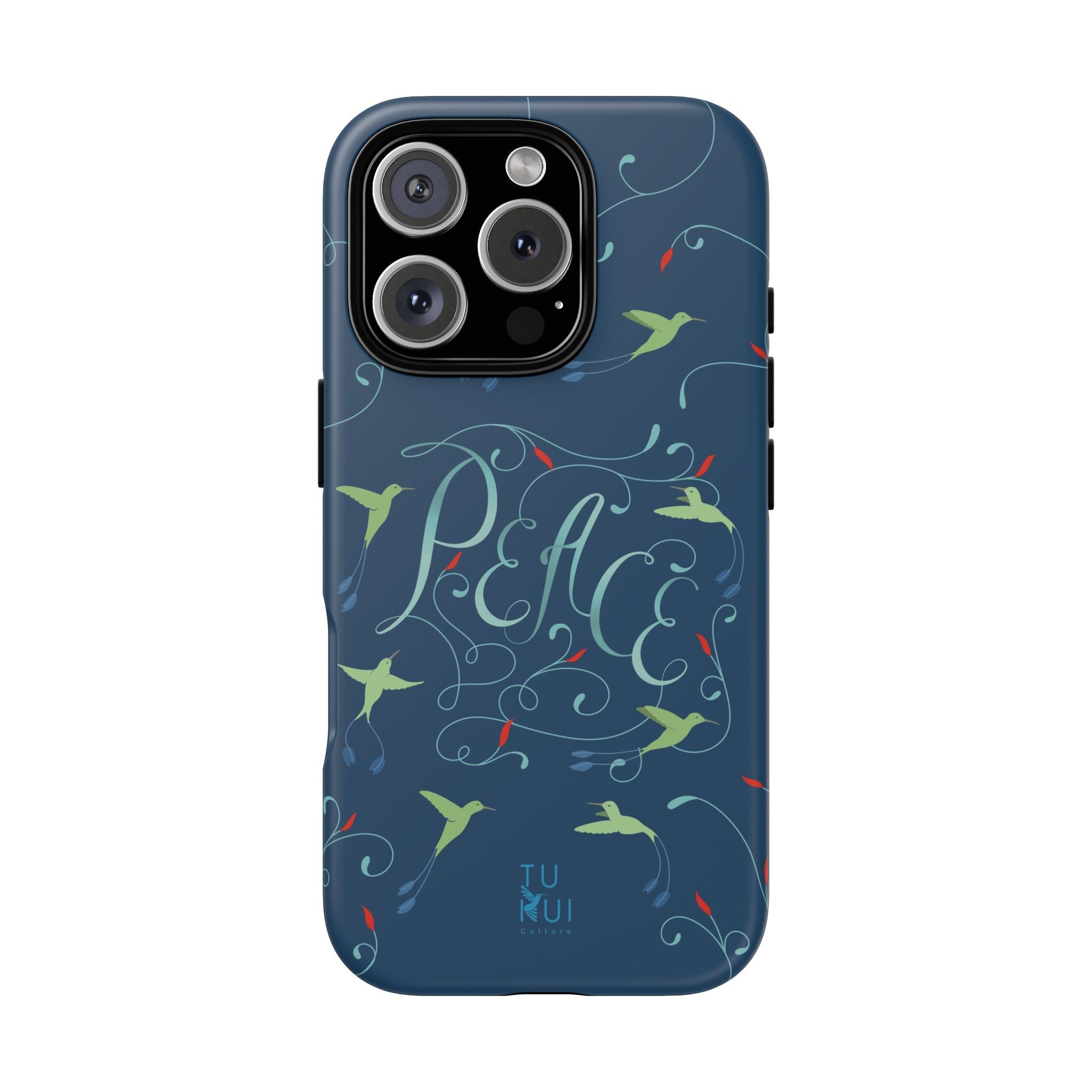 Phone Case - Hummingbirds & Flowers with Peace Lettering