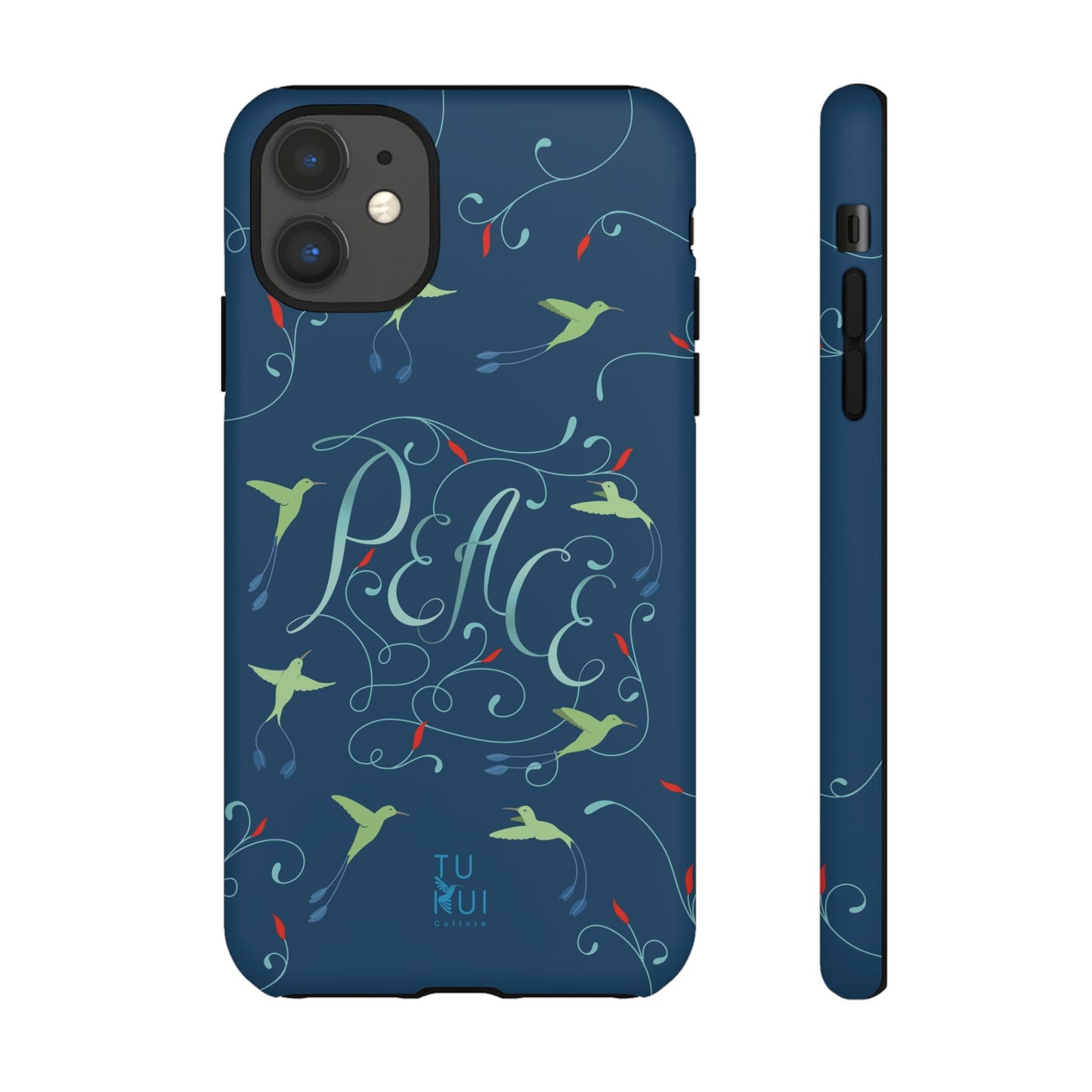 Phone Case - Hummingbirds & Flowers with Peace Lettering