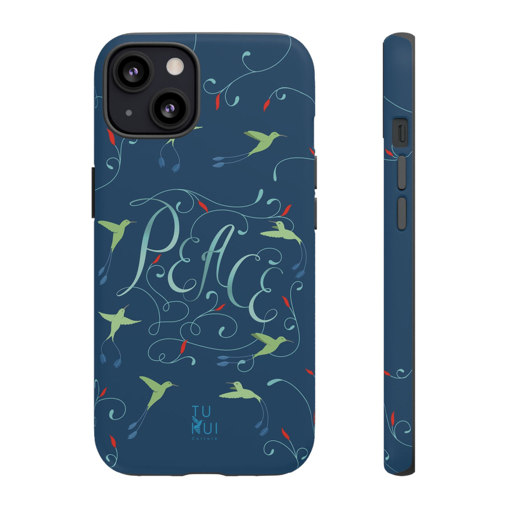 Phone Case - Hummingbirds & Flowers with Peace Lettering