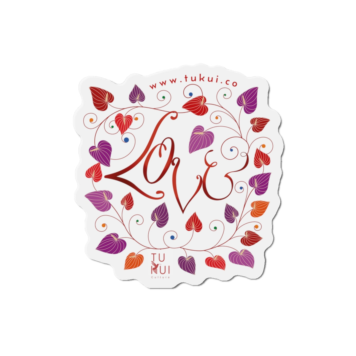 Love Floral Die-Cut Magnet — Heart Vine Refrigerator Sticker (Valentine Gift)